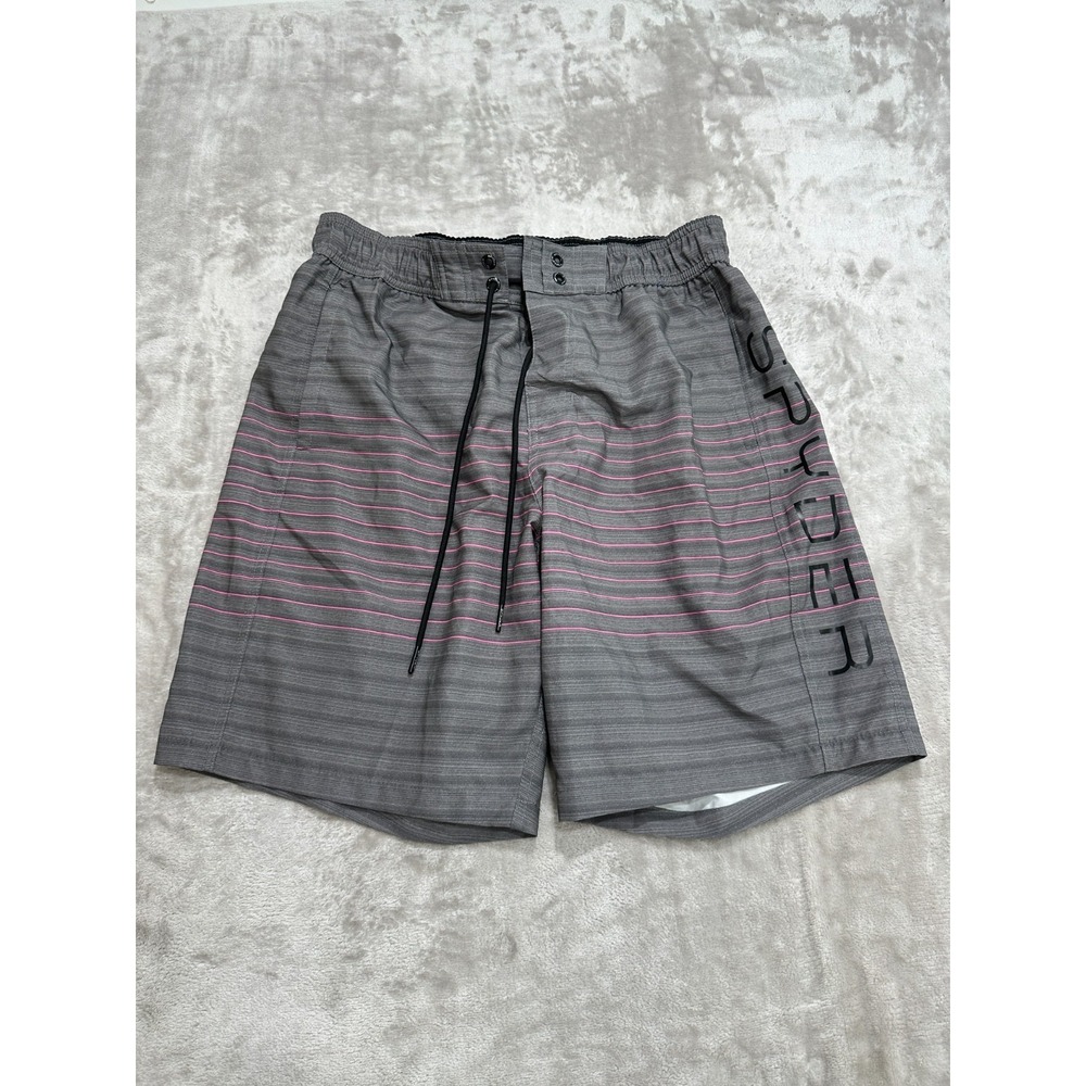 Spyder Athletic Swim Trunks Mens Large Gray Lined Board‎ Shorts Surf Pockets
